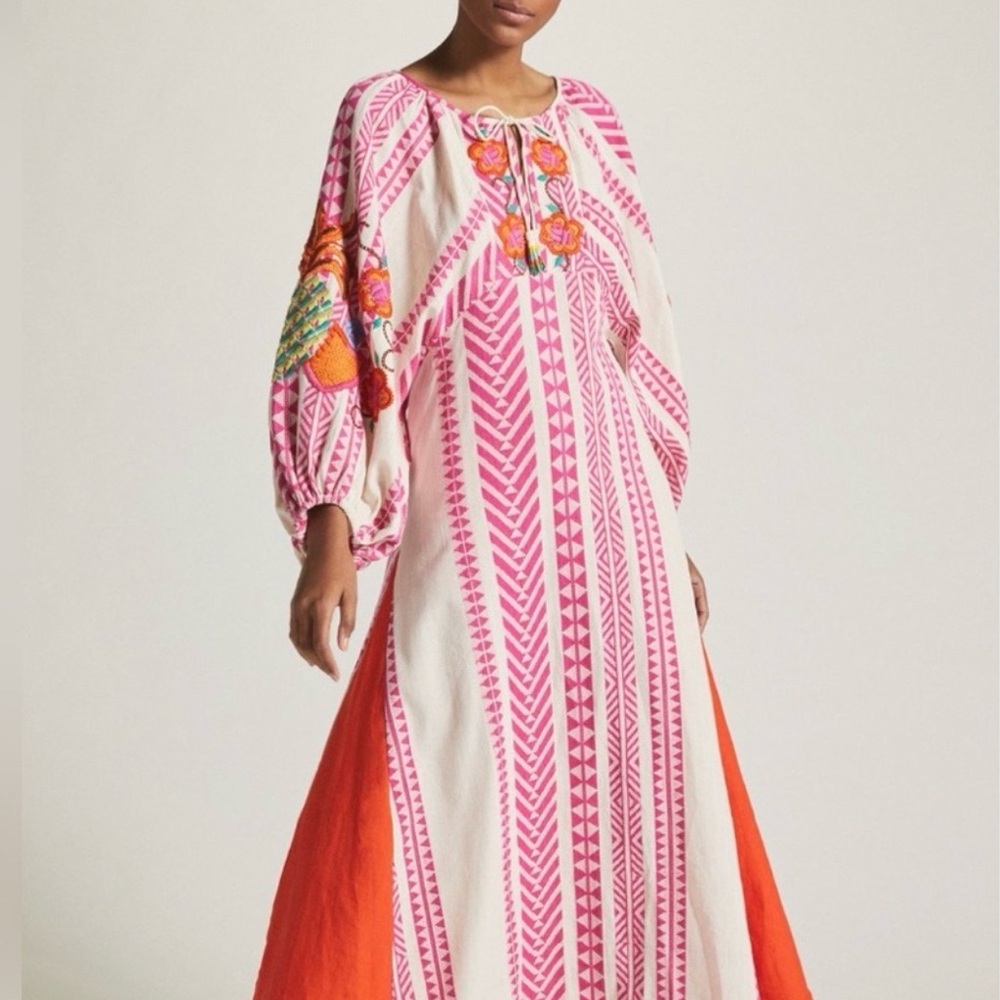 FARM Rio Pink and Orange Long Sleeve Dress